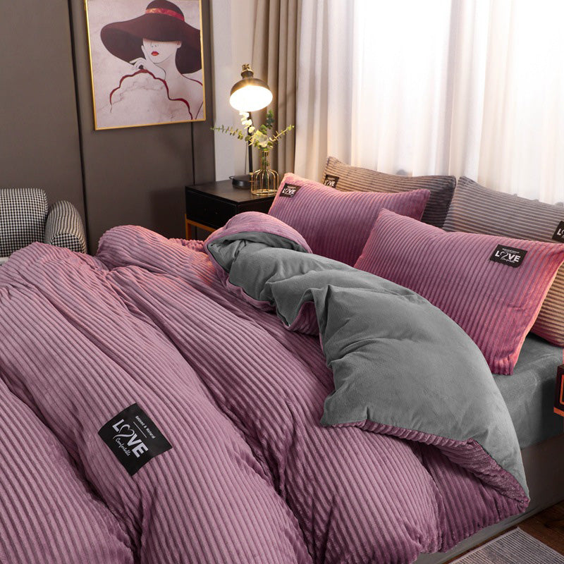 ✨Regalo cálido🎁Juego de ropa de cama de color sólido premium