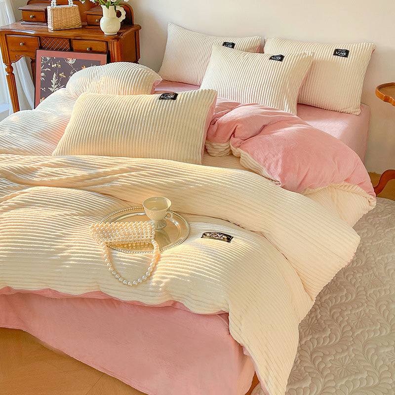 ✨Regalo cálido🎁Juego de ropa de cama de color sólido premium