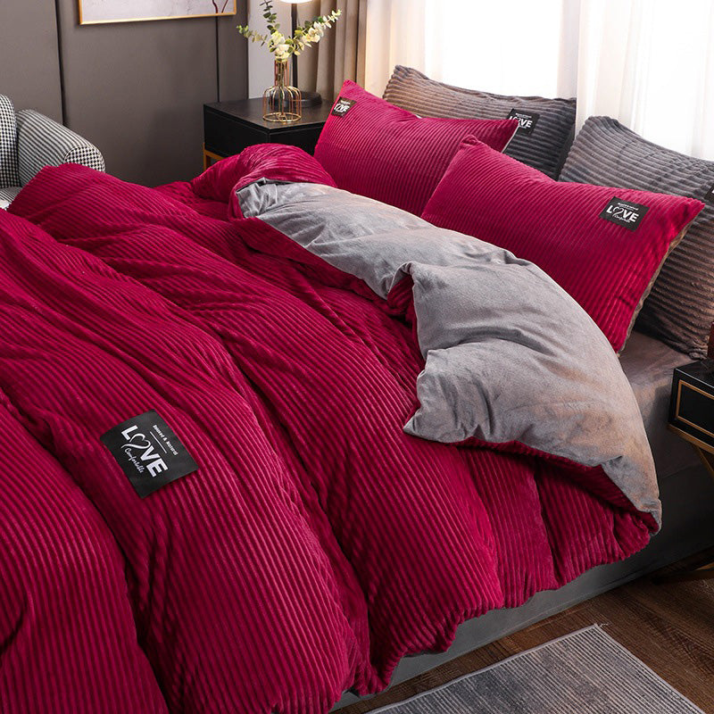 ✨Regalo cálido🎁Juego de ropa de cama de color sólido premium