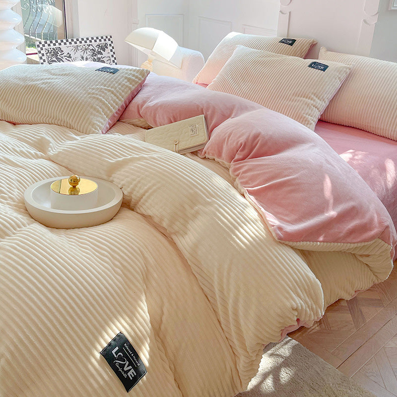 ✨Regalo cálido🎁Juego de ropa de cama de color sólido premium