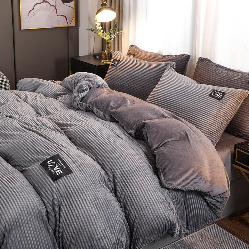 ✨Regalo cálido🎁Juego de ropa de cama de color sólido premium