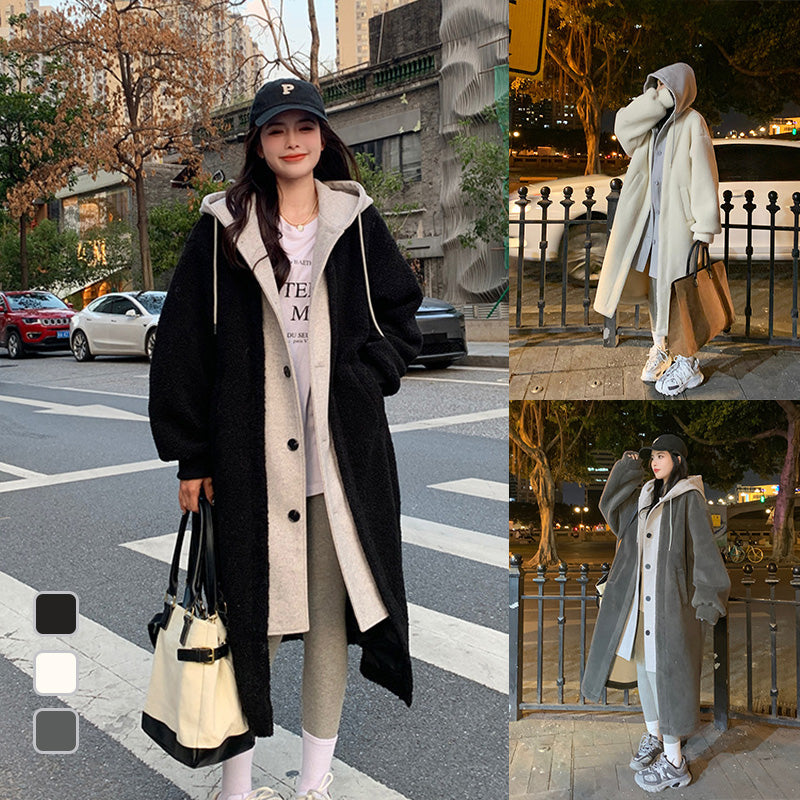 Chaqueta sherpa de dos capas con capucha