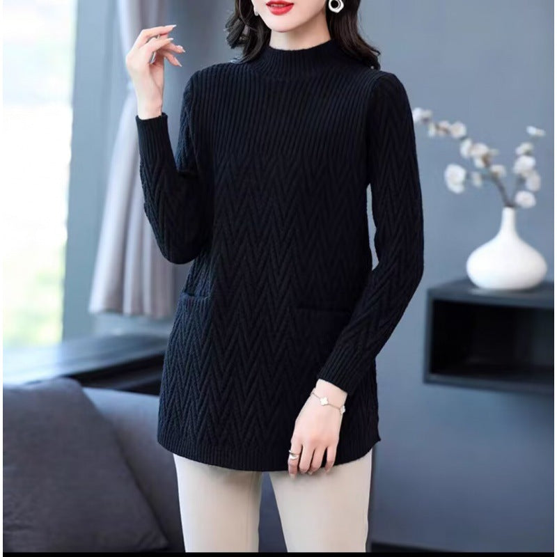 🎅🎊 Rebajas de Navidad - 50% de descuento 🎊 - Jersey de cuello alto de longitud media para mujer