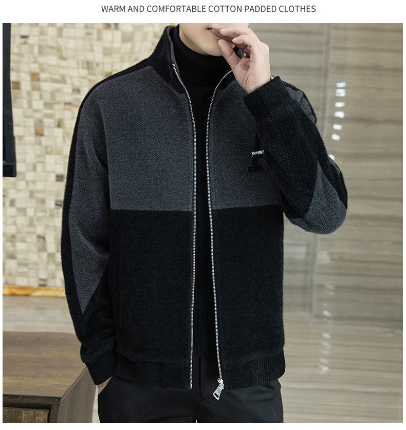 [Regalo cálido] Chaqueta de felpa con cuello de pie de moda para hombre