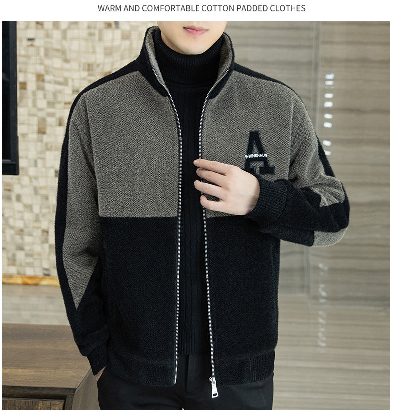 [Regalo cálido] Chaqueta de felpa con cuello de pie de moda para hombre