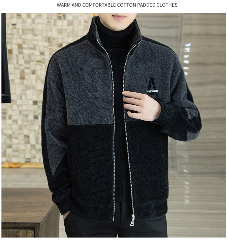 [Regalo cálido] Chaqueta de felpa con cuello de pie de moda para hombre
