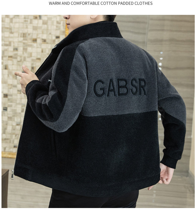 [Regalo cálido] Chaqueta de felpa con cuello de pie de moda para hombre
