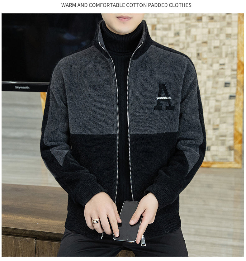 [Regalo cálido] Chaqueta de felpa con cuello de pie de moda para hombre