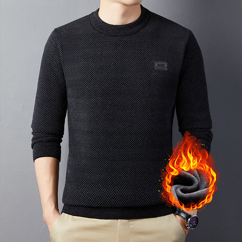 Sudadera jacquard térmica de cuello redondo para hombre
