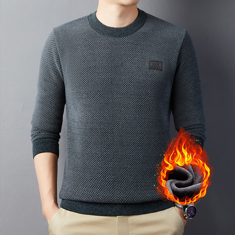 Sudadera jacquard térmica de cuello redondo para hombre
