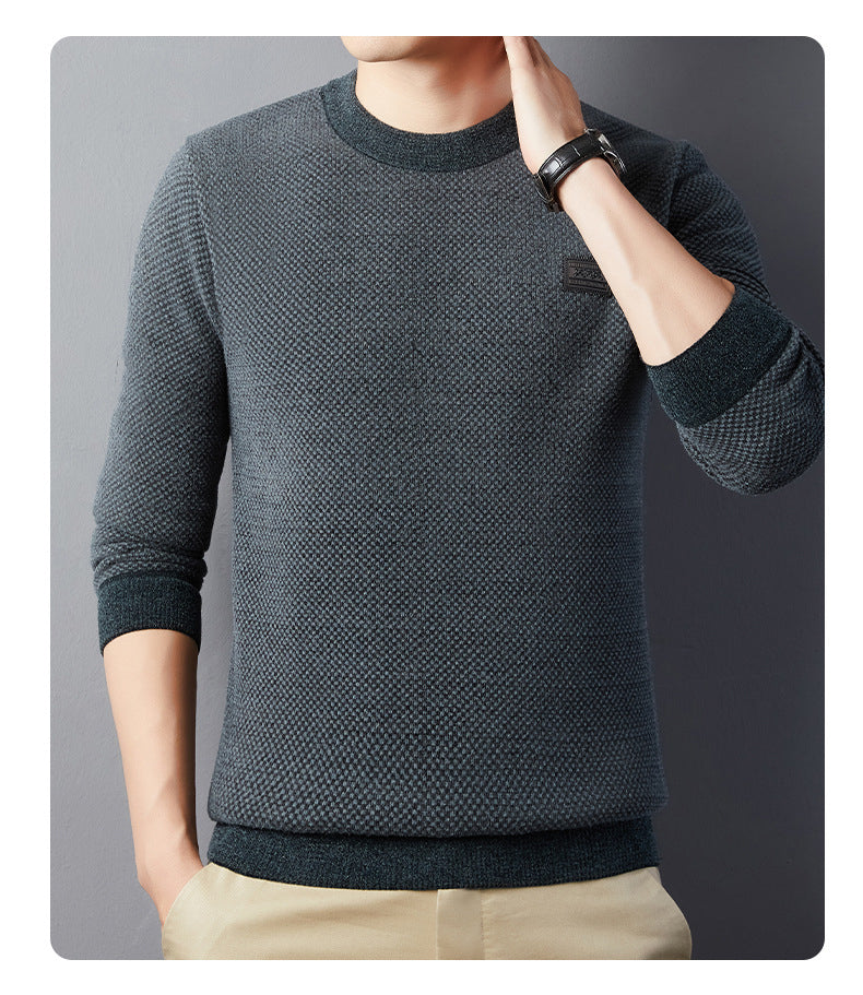 Sudadera jacquard térmica de cuello redondo para hombre