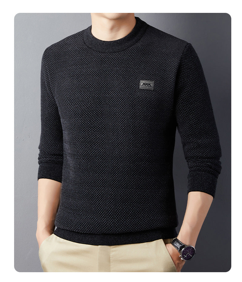 Sudadera jacquard térmica de cuello redondo para hombre