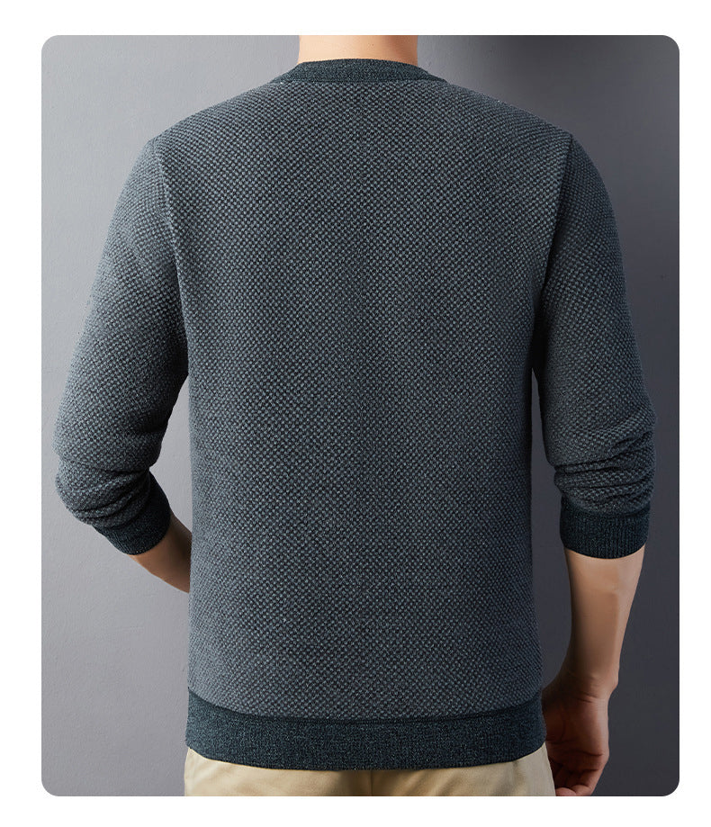 Sudadera jacquard térmica de cuello redondo para hombre