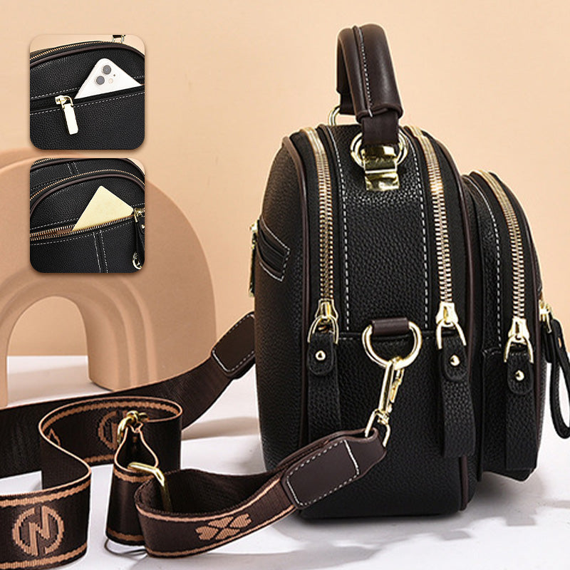 Clásico Multifuncional Compartimentos Ajustable Correa ancha para el hombro Bolsa de cuero de PU Crossbody