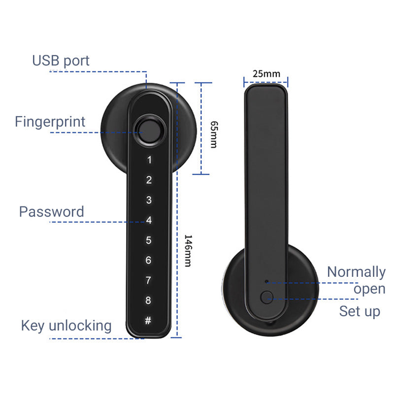 🔥Envío gratuito🔥 huella digital inteligente manija de la cerradura de la puerta con Bluetooth APP Control